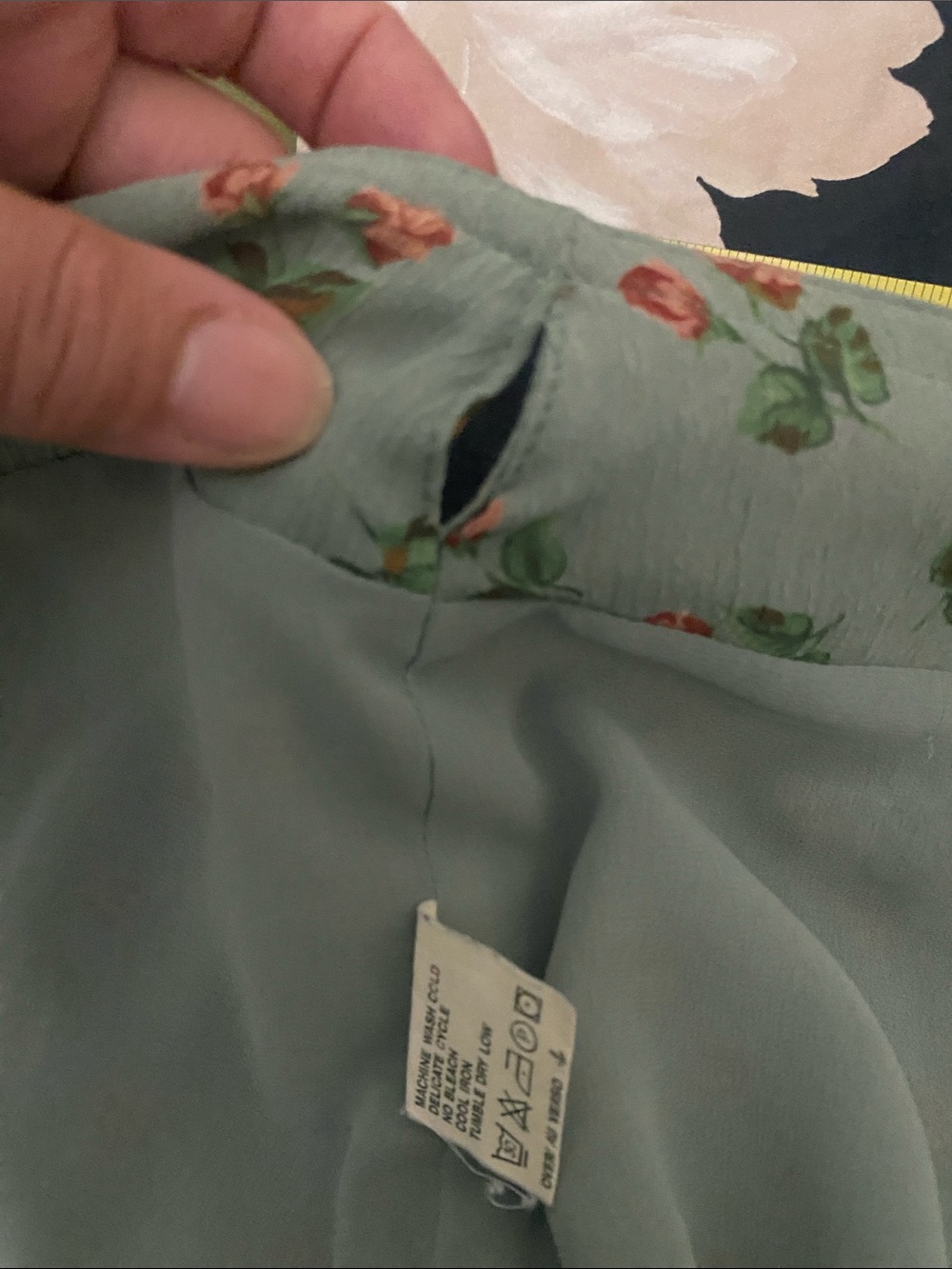 Liz Claiborne Sage Green Floral A-Line Wrap Skirt with Side Tie - Picture 17 of 17